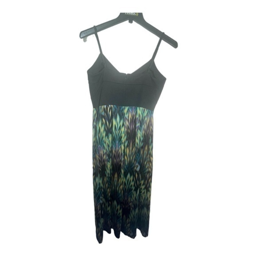 Nicole by Nicole Miller Maxi Dress Spagetti Strap Peacock Print Lined Size 12